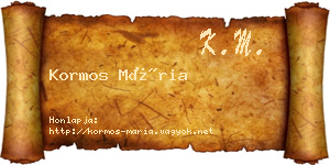 Kormos Mária névjegykártya