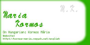 maria kormos business card