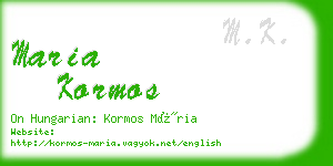 maria kormos business card